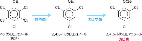 図1.リャド、リオ臭原因物質の生成(農薬)